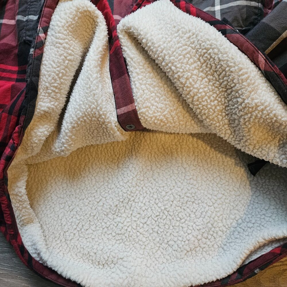 North Face Men's plaid red black faux sherpa lined shirt jacket size L - Picture 5 of 8